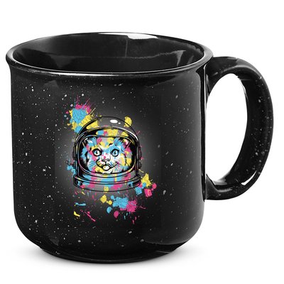 Astronaut Cat Paint Splatter Colorful Design 15oz Campfire Ceramic Mug