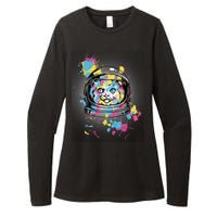 Astronaut Cat Paint Splatter Colorful Design Womens CVC Long Sleeve Shirt