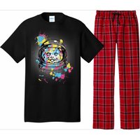 Astronaut Cat Paint Splatter Colorful Design Pajama Set