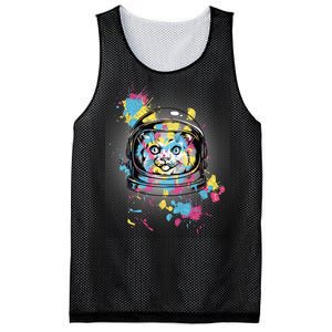 Astronaut Cat Paint Splatter Colorful Design Mesh Reversible Basketball Jersey Tank