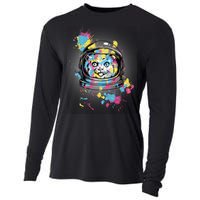 Astronaut Cat Paint Splatter Colorful Design Cooling Performance Long Sleeve Crew