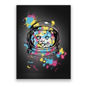 Astronaut Cat Paint Splatter Colorful Design Poster