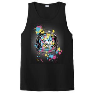 Astronaut Cat Paint Splatter Colorful Design PosiCharge Competitor Tank