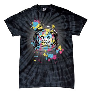 Astronaut Cat Paint Splatter Colorful Design Tie-Dye T-Shirt