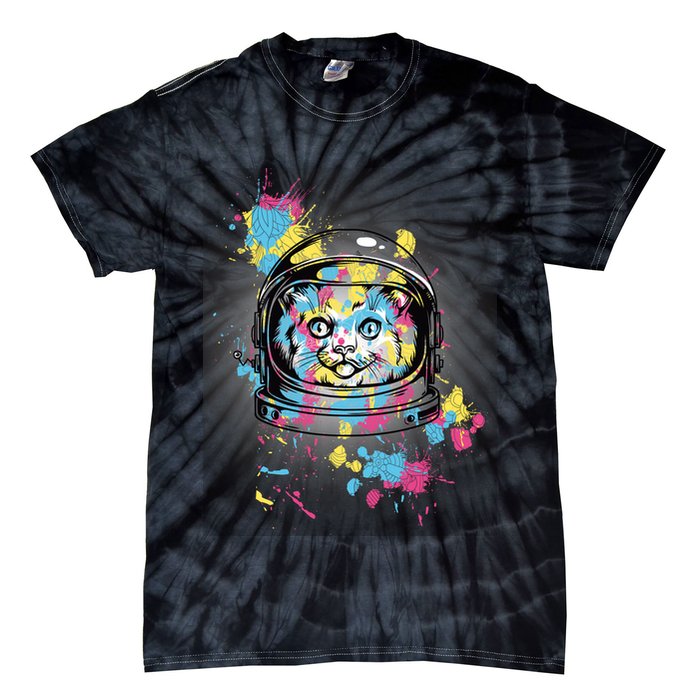 Astronaut Cat Paint Splatter Colorful Design Tie-Dye T-Shirt