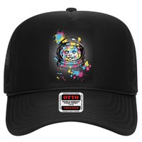 Astronaut Cat Paint Splatter Colorful Design Trucker Hat