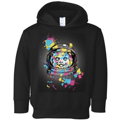 Astronaut Cat Paint Splatter Colorful Design Toddler Hoodie