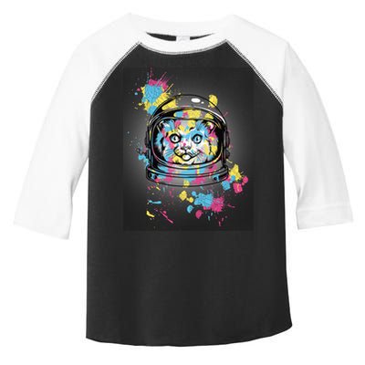 Astronaut Cat Paint Splatter Colorful Design Toddler Fine Jersey T-Shirt