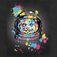 Astronaut Cat Paint Splatter Colorful Design Golf Towel