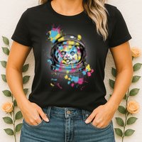 Astronaut Cat Paint Splatter Colorful Design Womens T-Shirt