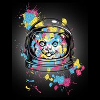 Astronaut Cat Paint Splatter Colorful Design Womens T-Shirt