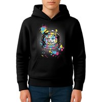Astronaut Cat Paint Splatter Colorful Design Kids Hoodie