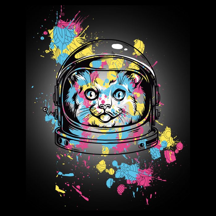 Astronaut Cat Paint Splatter Colorful Design Full Zip Hoodie