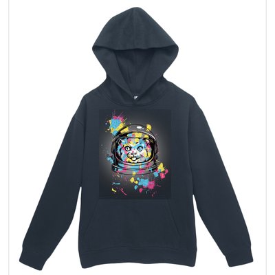 Astronaut Cat Paint Splatter Colorful Design Urban Pullover Hoodie