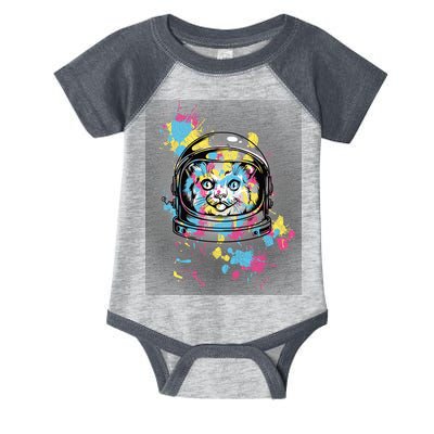 Astronaut Cat Paint Splatter Colorful Design Infant Baby Jersey Bodysuit