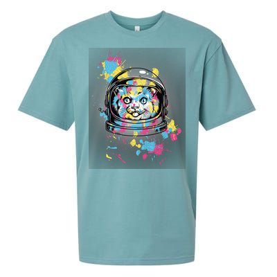 Astronaut Cat Paint Splatter Colorful Design Sueded Cloud Jersey T-Shirt