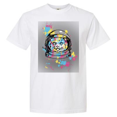 Astronaut Cat Paint Splatter Colorful Design Garment-Dyed Heavyweight T-Shirt