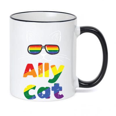 Ally Cat Pride Month Straight Ally Gay Lgbtq Lgbt Gift 11oz Black Color Changing Mug