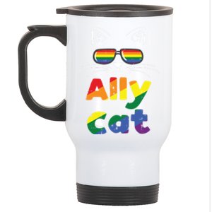 Ally Cat Pride Month Straight Ally Gay Lgbtq Lgbt Gift Stainless Steel Travel Mug