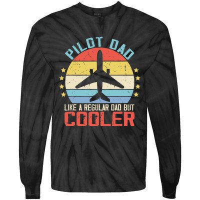 Airplane Captain Pilot Dad Funny Aircraft Aviator Pilot Tie-Dye Long Sleeve Shirt