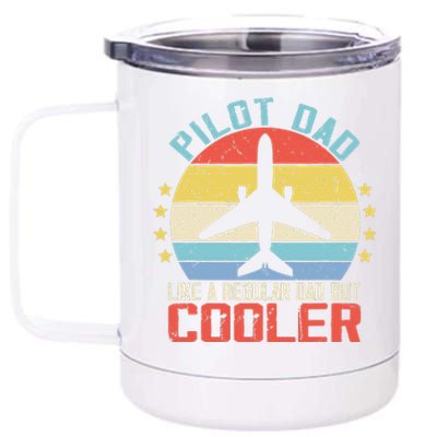 Airplane Captain Pilot Dad Funny Aircraft Aviator Pilot 12 oz Stainless Steel Tumbler Cup