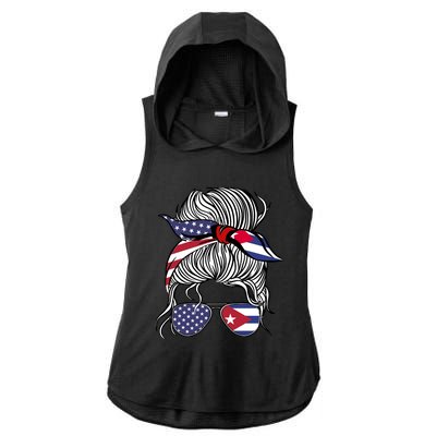 American Cuban Patriot Flag Wo Girl Cuba Grown Ladies PosiCharge Tri-Blend Wicking Draft Hoodie Tank