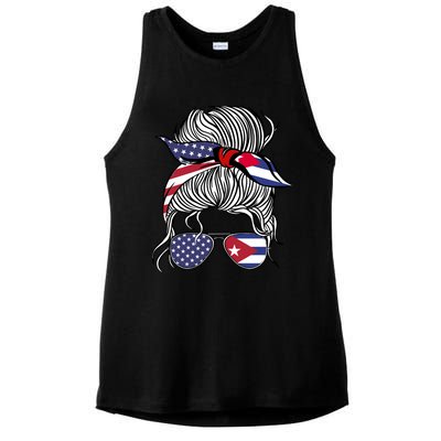 American Cuban Patriot Flag Wo Girl Cuba Grown Ladies PosiCharge Tri-Blend Wicking Tank