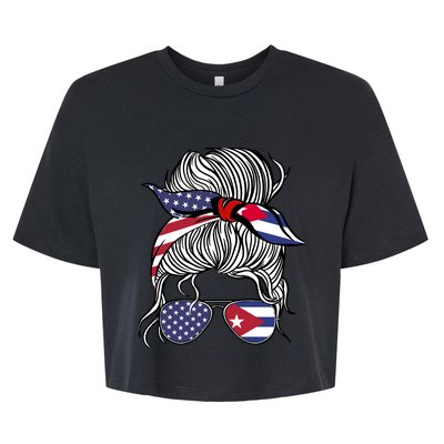 American Cuban Patriot Flag Wo Girl Cuba Grown Bella+Canvas Jersey Crop Tee