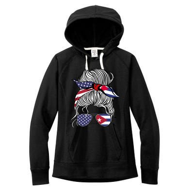 American Cuban Patriot Flag Wo Girl Cuba Grown Women's Fleece Hoodie