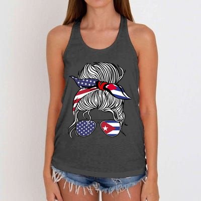 American Cuban Patriot Flag Wo Girl Cuba Grown Women's Knotted Racerback Tank