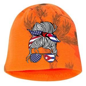 American Cuban Patriot Flag Wo Girl Cuba Grown Kati - Camo Knit Beanie