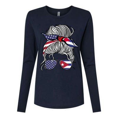 American Cuban Patriot Flag Wo Girl Cuba Grown Womens Cotton Relaxed Long Sleeve T-Shirt