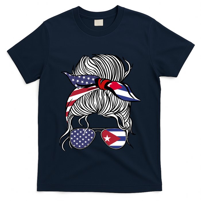 American Cuban Patriot Flag Wo Girl Cuba Grown T-Shirt