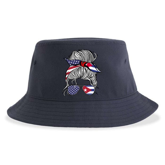 American Cuban Patriot Flag Wo Girl Cuba Grown Sustainable Bucket Hat