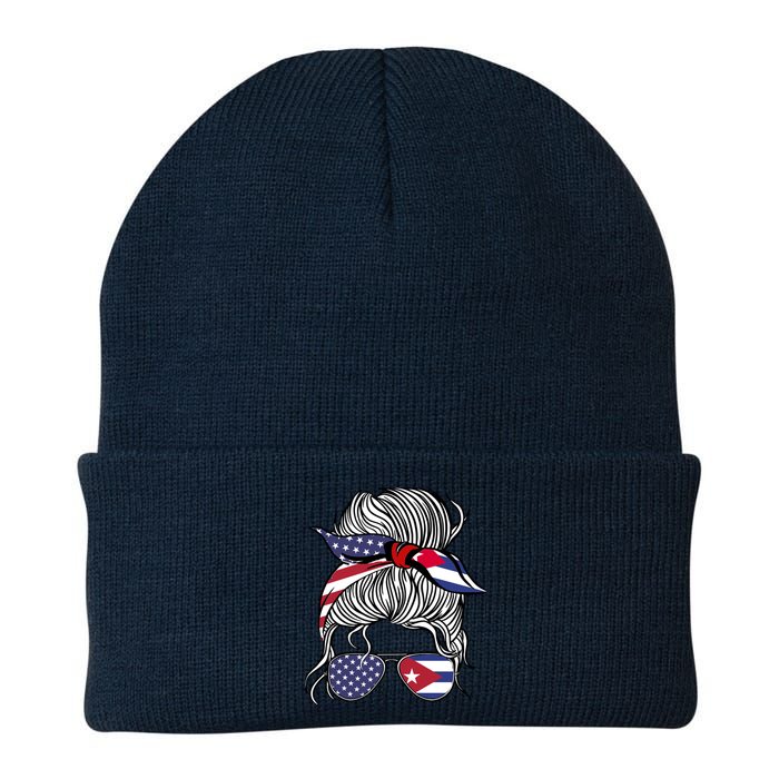 American Cuban Patriot Flag Wo Girl Cuba Grown Knit Cap Winter Beanie