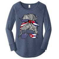 American Cuban Patriot Flag Wo Girl Cuba Grown Women's Perfect Tri Tunic Long Sleeve Shirt