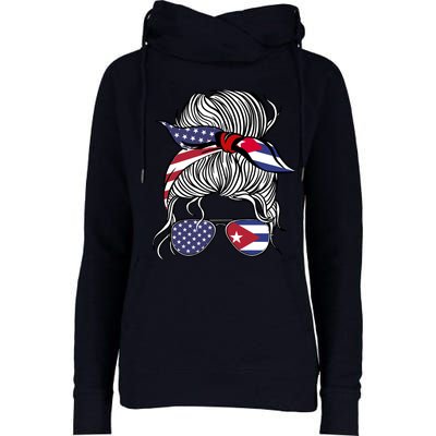 American Cuban Patriot Flag Wo Girl Cuba Grown Womens Funnel Neck Pullover Hood