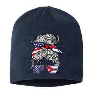 American Cuban Patriot Flag Wo Girl Cuba Grown Sustainable Beanie