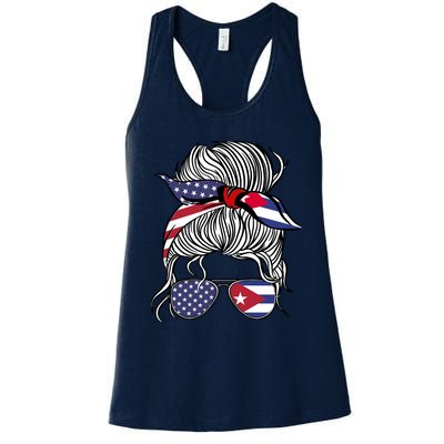 American Cuban Patriot Flag Wo Girl Cuba Grown Women's Racerback Tank