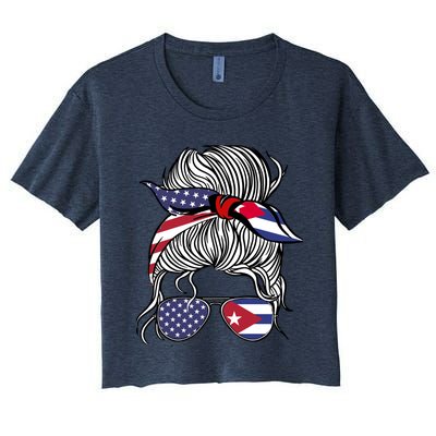 American Cuban Patriot Flag Wo Girl Cuba Grown Women's Crop Top Tee