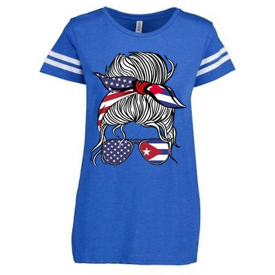 American Cuban Patriot Flag Wo Girl Cuba Grown Enza Ladies Jersey Football T-Shirt