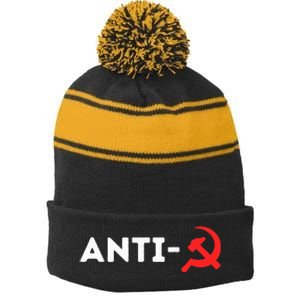 Anti Communism Political Slogan Usa 2024 Anti Communist Maga Stripe Pom Pom Beanie