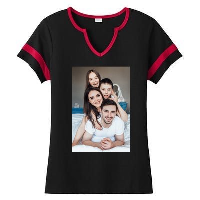 Add Custom Photo Picture Ladies Halftime Notch Neck Tee