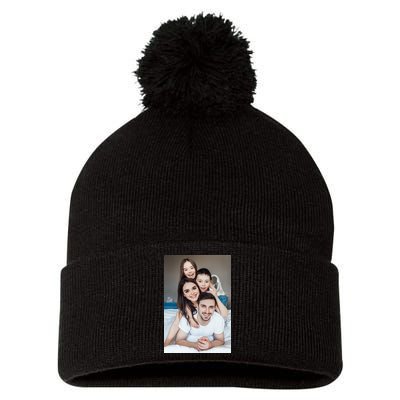 Add Custom Photo Picture Pom Pom 12in Knit Beanie