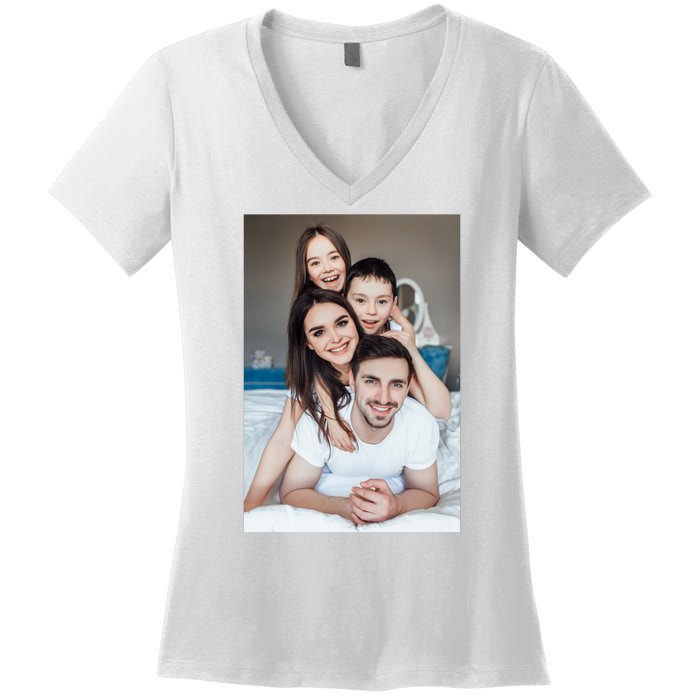 Add Custom Photo Picture Women's V-Neck T-Shirt