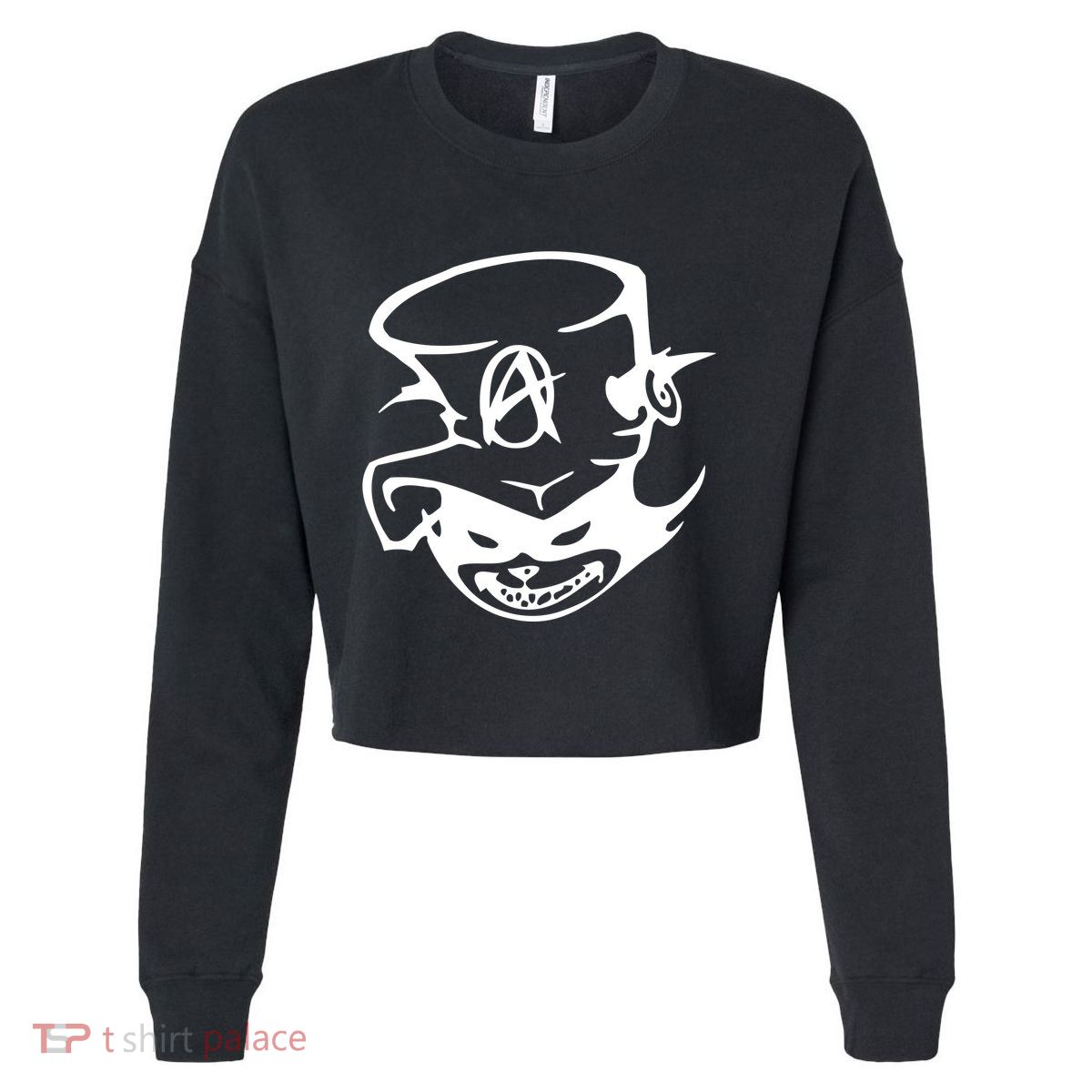 Anarchy Cat Punk Fun Cropped Pullover Crew