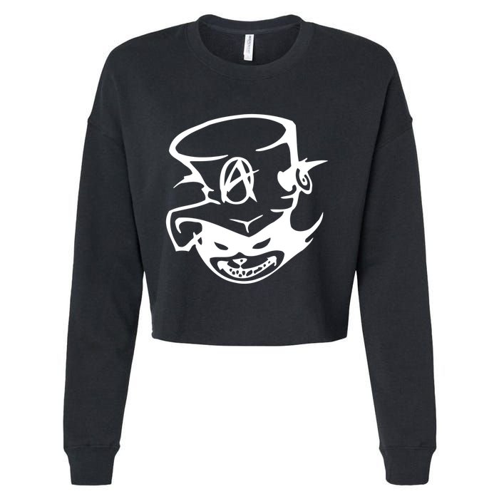 Anarchy Cat Punk Fun Cropped Pullover Crew