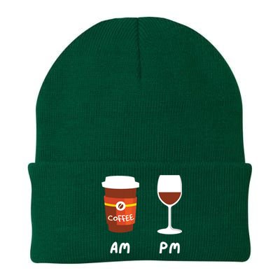 Am Coffee Pm Wine Coffee Lover Caffeine Wine Drinker Knit Cap Winter Beanie