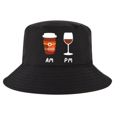 Am Coffee Pm Wine Coffee Lover Caffeine Wine Drinker Cool Comfort Performance Bucket Hat