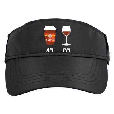 Am Coffee Pm Wine Coffee Lover Caffeine Wine Drinker Adult Drive Performance Visor